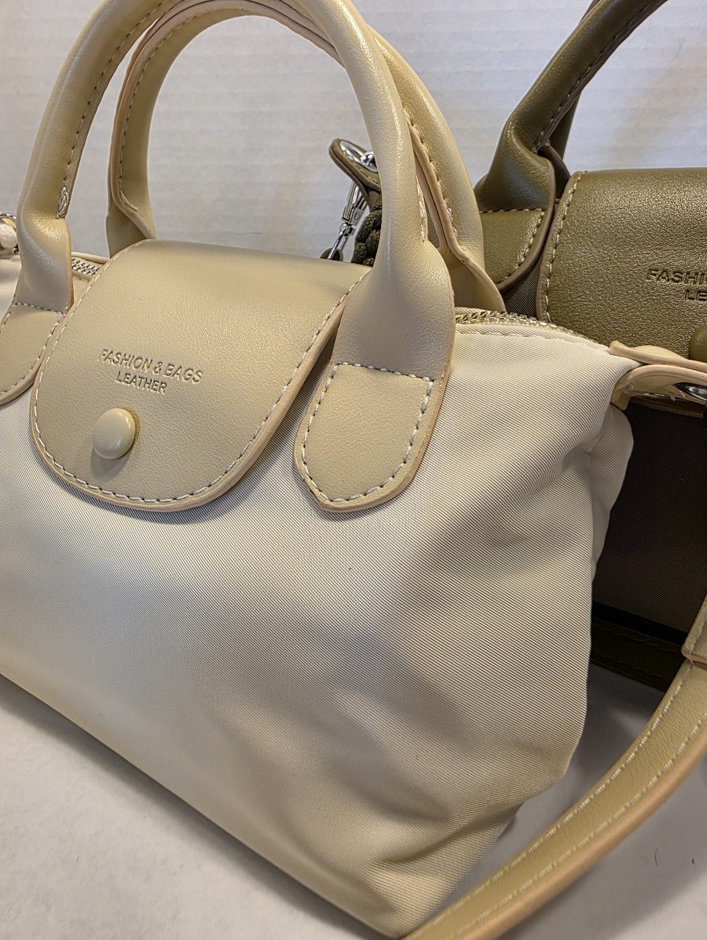 Nylon Top-Handle Tote with Detachable Strap in Two Colors by Fashion Bag Leather - Picture 5 of 8